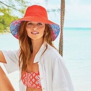 Lilly Pulitzer Floral Blue Pink Bucket Hat 🌴☀️